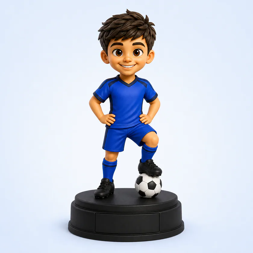 Figura personalizada de Mateo con camiseta azul