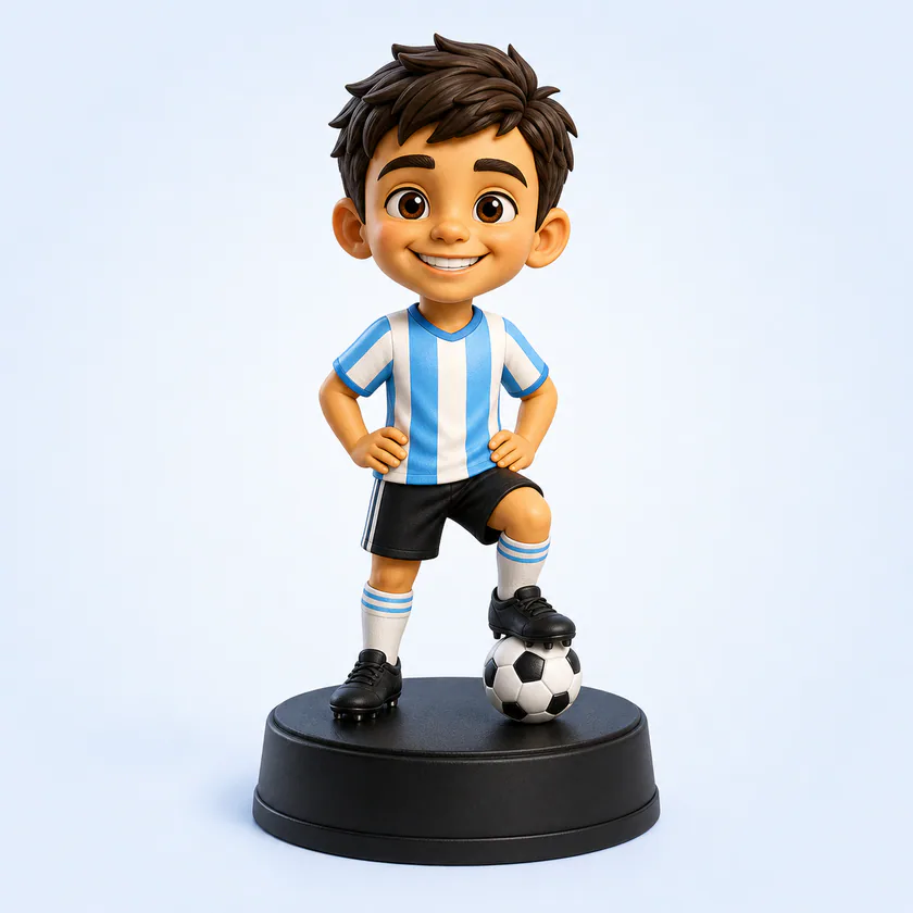 Figura personalizada de Santi con camiseta celeste y blanca