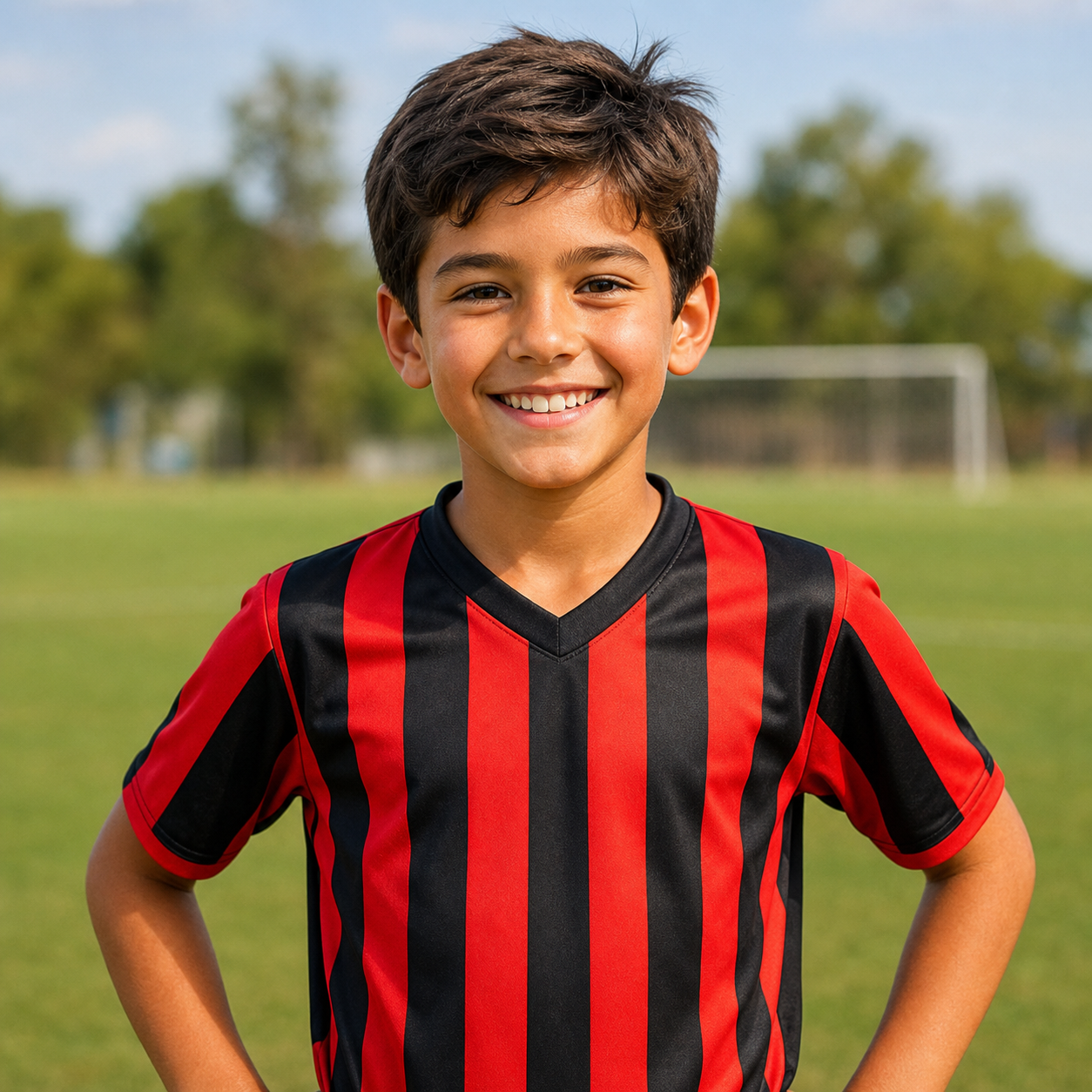 Foto de ejemplo de Tiago con camiseta roja y negra